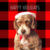 pink poster dog art on plaid background for the holidays