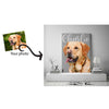 custom pet pop art - Personalized pop art of labrador dog on large canvas displayed in a white living room