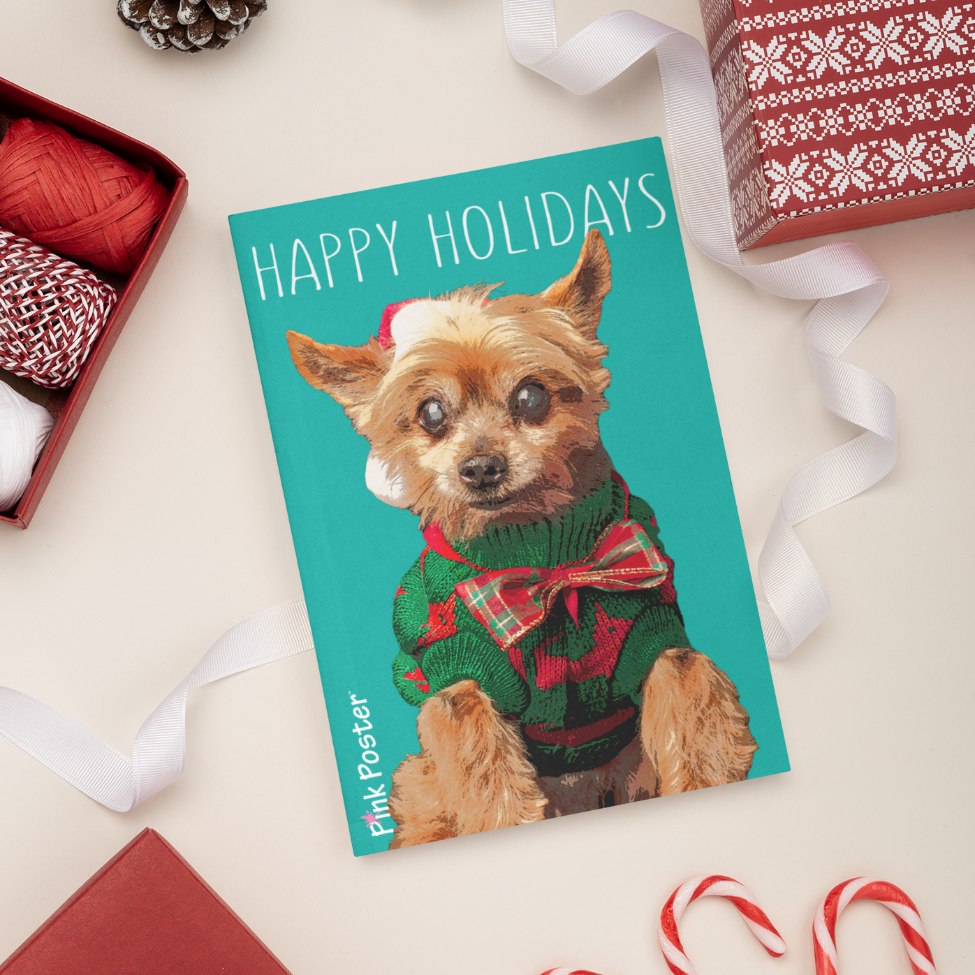 custom dog art print 5x7 for holiday season