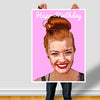 photo turned into custom Pop art poster of lady on a pink poster