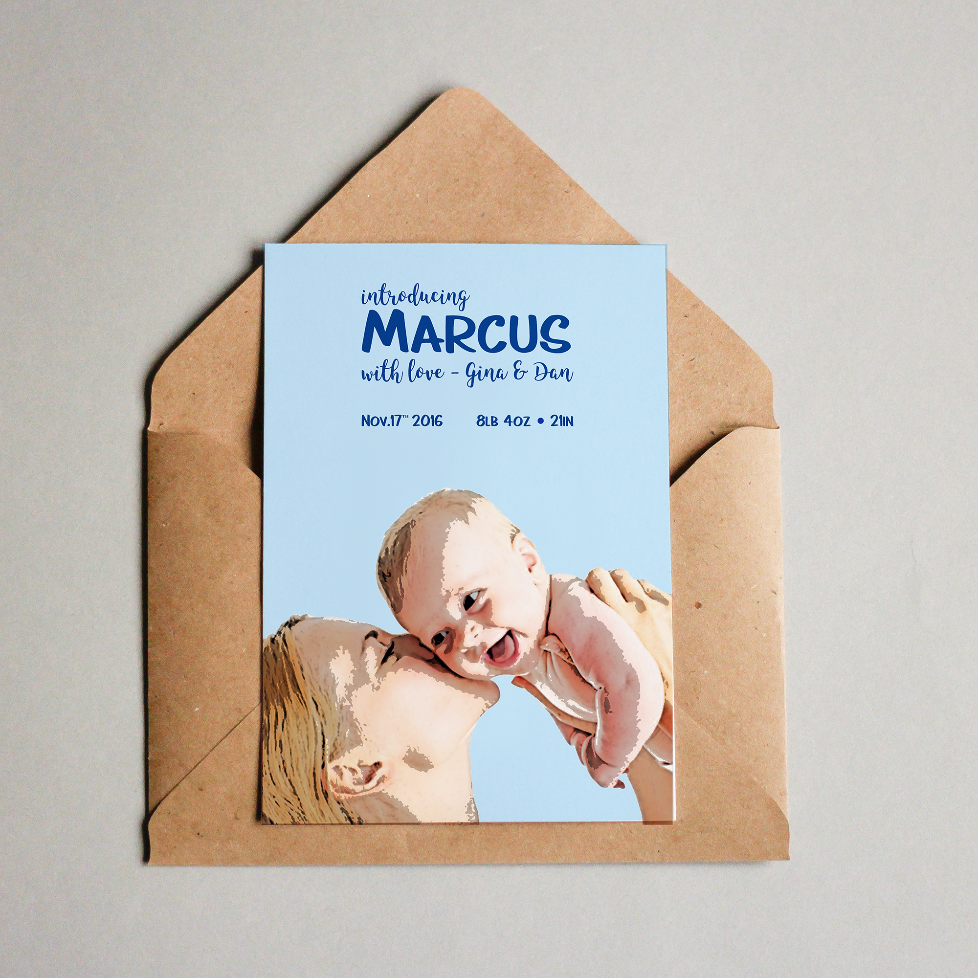 Cutest custom newborn baby birth announcement