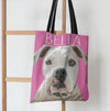 Custom bulldog dog art printed on a stylish Pink Poster  tote bag