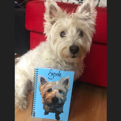 Custom spiral journal with pop art of Westie dog