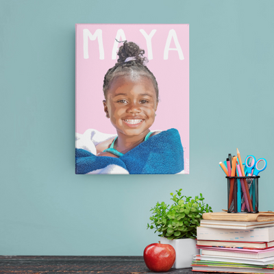 Pink Poster custom kid canvas wall art of a little girl in a kid's room