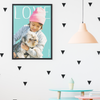 Custom kids framed poster of cute little girl with her dog in a modern kid's room
