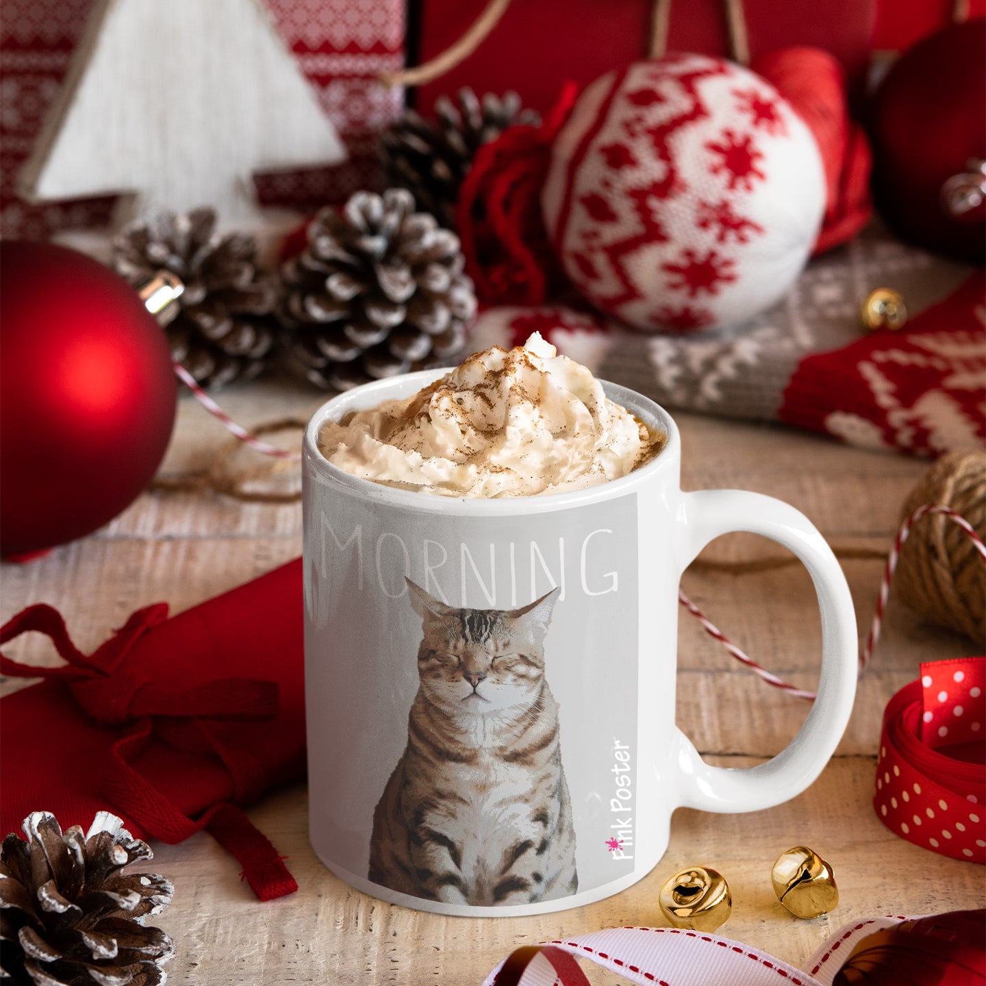 custom cat art printed on a mug
