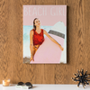 Custom teen canvas art of a girl with her surf board