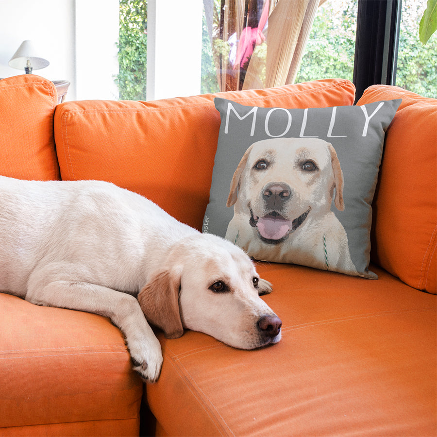 Custom dog art on a Pink Poster soft pillow
