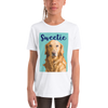 Little girl with her personalized shirt with a dog on it