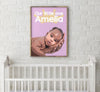 personalized kid art of Newborn baby displayed in a nursery