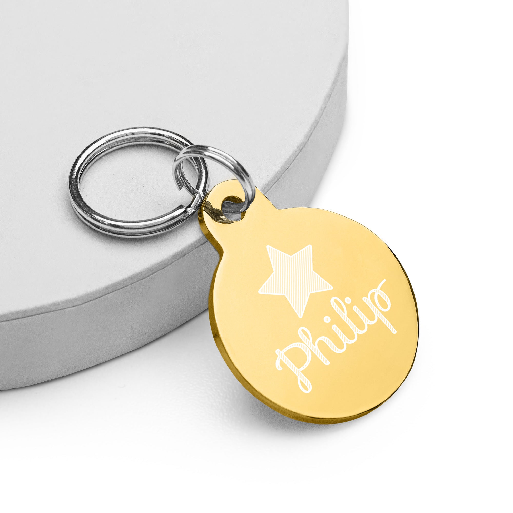 Custom engraved pet tag gold