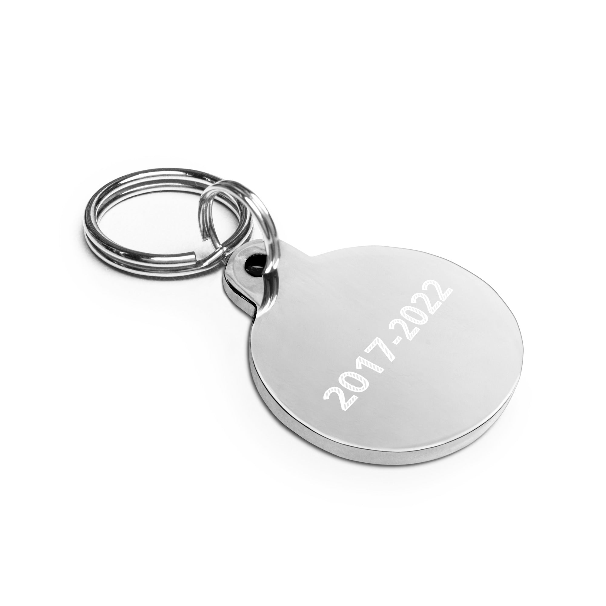 engraved dates on pet tag silver