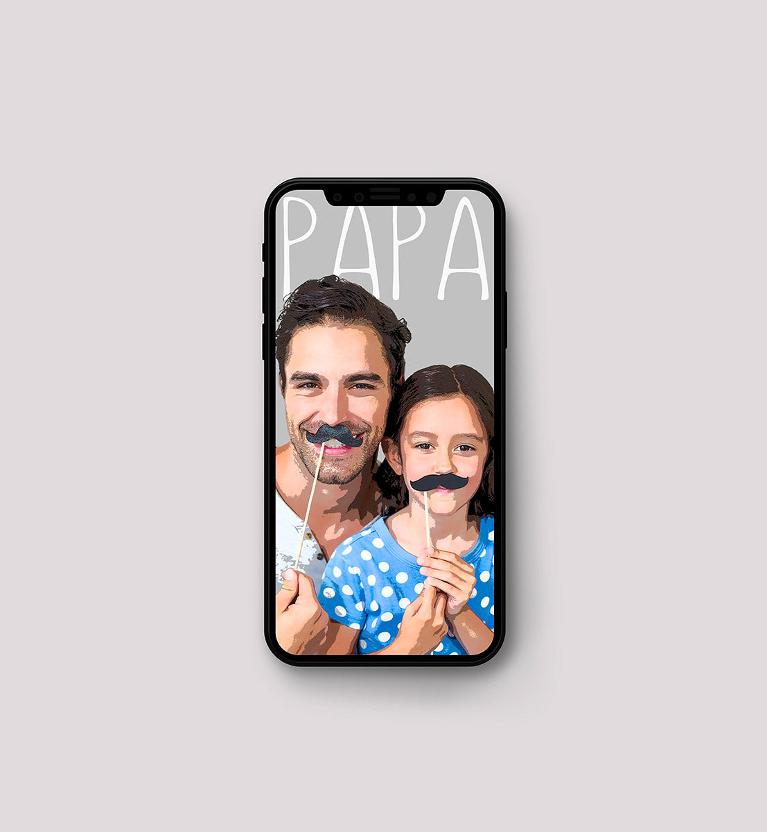 Pop art of dad and daughter on iPhoneX