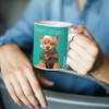 Custom dog pop art printed on a mug for the holidays